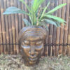 African Lady Face Planter Antique Gold