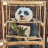 Pandas Bear Sitting with Bamboo Statue min