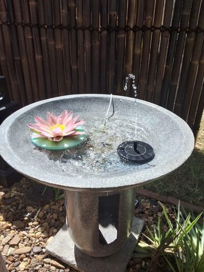 Round Shape Terrazzo Bird Bath Grey