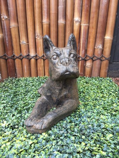 Boxer Dog Laying Down Statue
